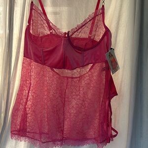 Elegant Lace Babydoll Lingerie in Pink